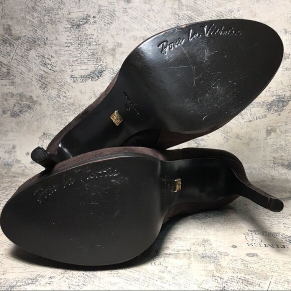 Pour la Victoire Brown Suede Platform Ankle Boots - Picture 9 of 14